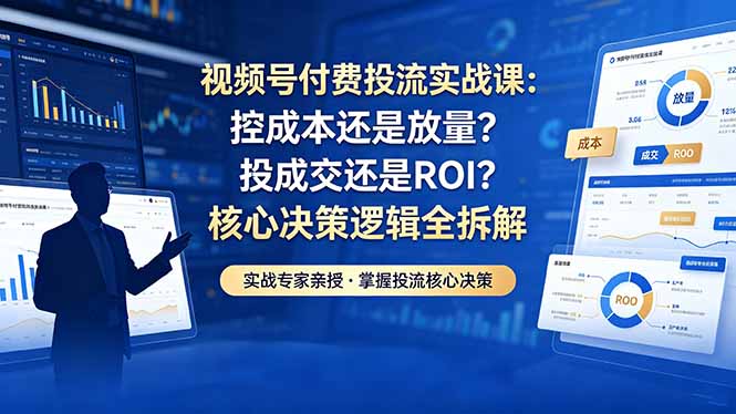 视频号付费投流实战课-5月：控成本还是放量？投成交还是ROI？核心决策逻辑全拆解-泱泱学习社