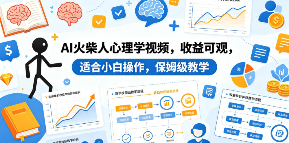 AI火柴人心理学视频，收益可观，适合小白操作，保姆级教学-泱泱学习社