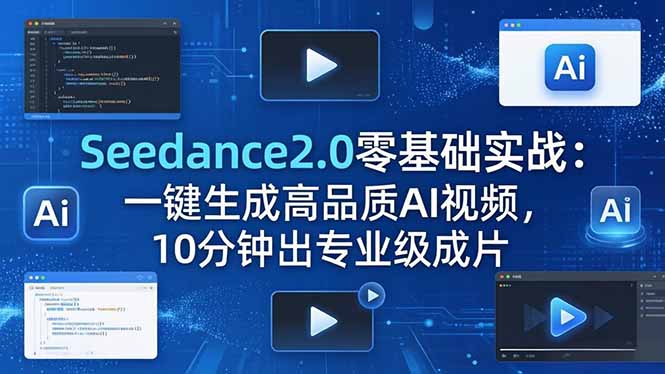 Seedance2.0零基础实战：一键生成高品质AI视频，10分钟出专业级成片-泱泱学习社