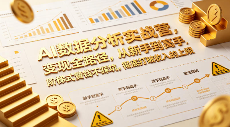 AI数据分析实战营，变现全路径，从新手到高手，阶梯式賺钱不踩坑，彻底打破收入的上限-泱泱学习社