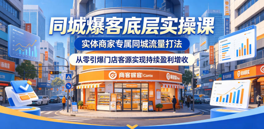 同城爆客底层实操课，实体商家专属同城流量打法，从零引爆门店客源实现持续盈利增收-泱泱学习社