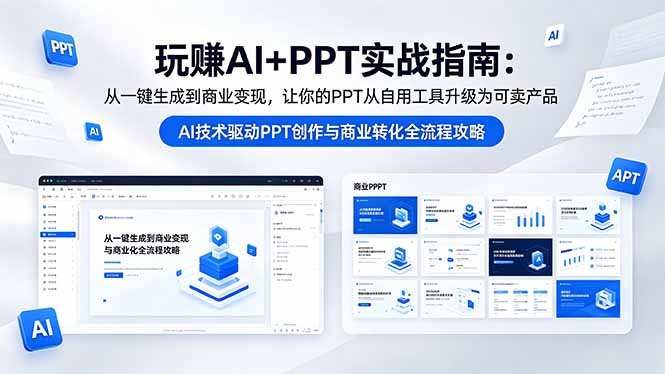 玩赚AI+PPT实战指南-更新5月13：从一键生成到商业变现，让你的PPT从自用工具升级为可卖产品-泱泱学习社