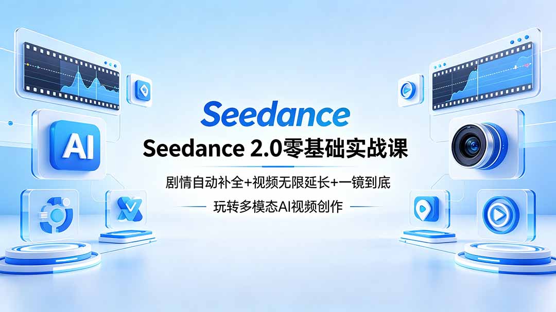 Seedance 2.0零基础实战课：剧情自动补全+视频无限延长+一镜到底：玩转多模态AI视频创作-泱泱学习社