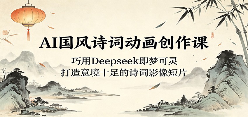 AI国风诗词动画创作课：巧用Deepseek即梦可灵，打造意境十足的诗词影像短片-泱泱学习社