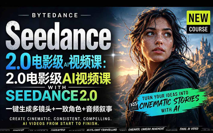 字节跳动的Seedance 2.0 AI电影视频生成制作教程，一键生成多镜头+一致角色+音频叙事-中英字幕-泱泱学习社