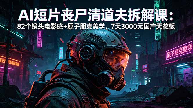 AI短片《丧尸清道夫》拆解课：82个镜头电影感+原子朋克美学，7天3000元国产天花板-泱泱学习社