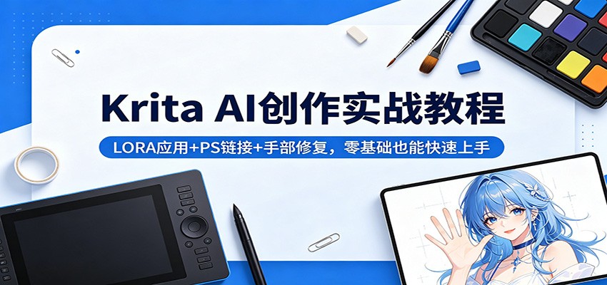 Krita AI创作实战教程：LORA应用+PS链接+手部修复，零基础也能快速上手-泱泱学习社