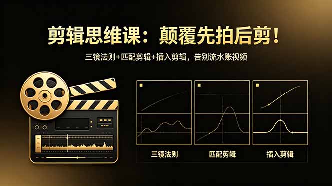 剪辑思维课：颠覆先拍后剪！三镜法则+匹配剪辑+插入剪辑，告别流水账视频-泱泱学习社