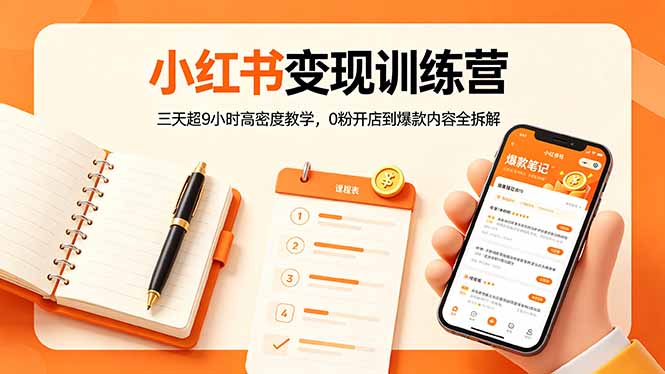 小红书变现训练营：三天超9小时高密度教学，0粉开店到爆款内容全拆解-泱泱学习社