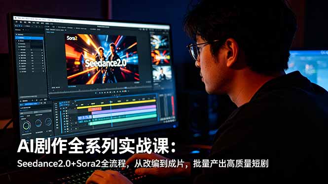 AI剧作全系列实战课：Seedance2.0+Sora2全流程，从改编到成片，批量产出高质量短剧-泱泱学习社