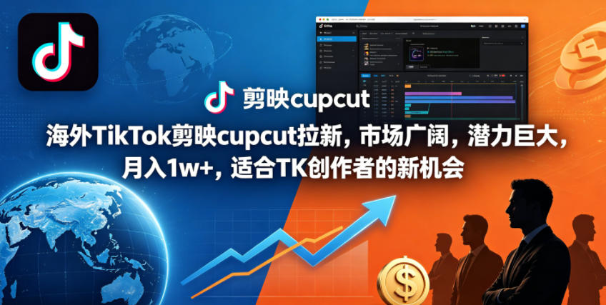 海外TikTok剪映cupcut拉新，市场广阔，潜力巨大，月入1w+，适合TK创作者的新机会-泱泱学习社
