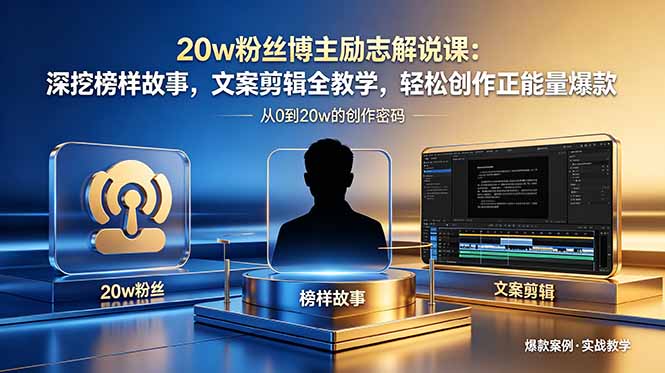 20w粉丝博主励志解说课：深挖榜样故事，文案剪辑全教学，轻松创作正能量爆款-泱泱学习社