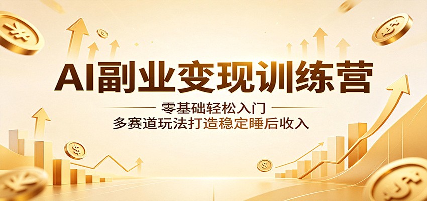 AI副业变现训练营：零基础轻松入门，多赛道玩法打造稳定睡后收入-泱泱学习社