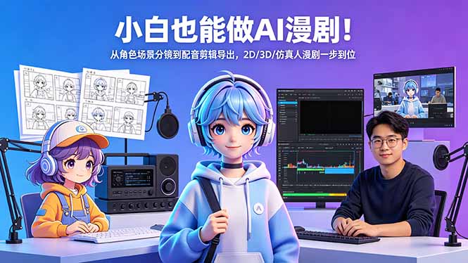 小白也能做AI漫剧！从角色场景分镜到配音剪辑导出，2D/3D/仿真人漫剧一步到位-泱泱学习社