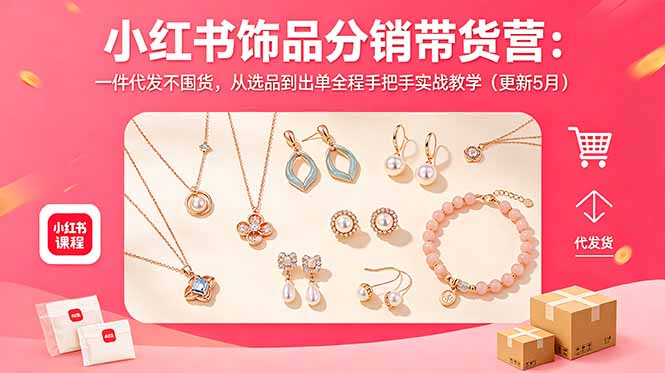 小红书饰品分销带货营：一件代发不囤货，从选品到出单全程手把手实战教学(更新5月-泱泱学习社