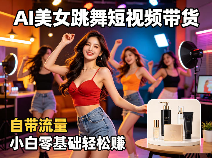 AI美女跳舞短视频带货：自带流量，小白零基础轻松賺，详细拆解-泱泱学习社