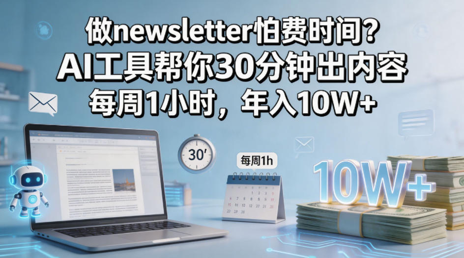 做newsletter怕费时间？AI工具帮你30分钟出内容，每周1小时，年入10W+！【原创双语字幕】-泱泱学习社