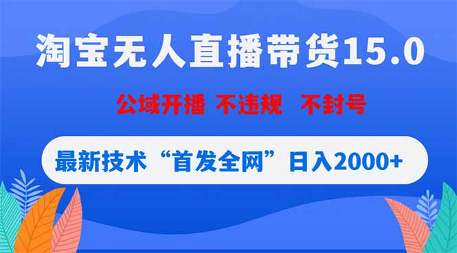 淘宝无人直播带货15.0，不封号，不违规，公域玩法，首发全网日入2000+-泱泱学习社