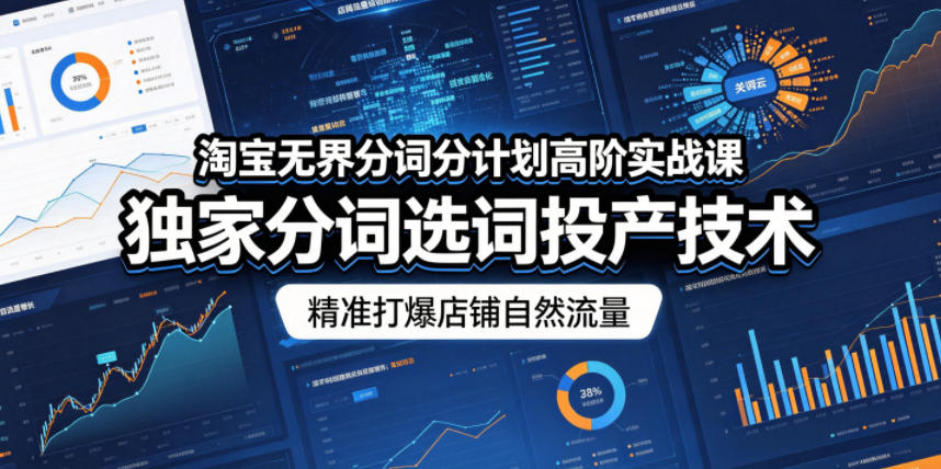 淘宝无界分词分计划高阶实战课，独家分词选词投产技术，精准打爆店铺自然流量-泱泱学习社