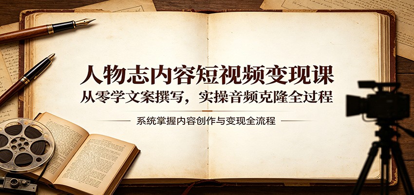 人物志内容短视频变现课：从零学文案撰写，实操音频克隆全过程-泱泱学习社