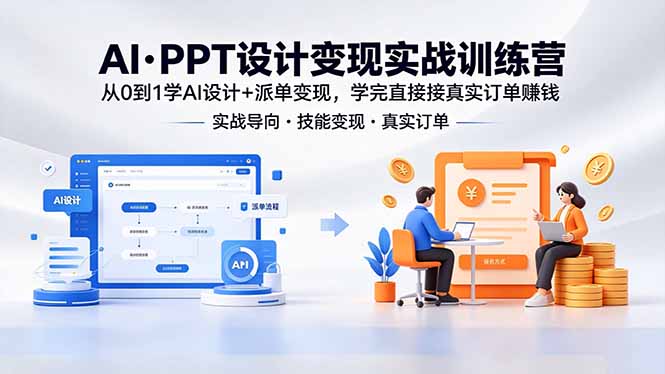 AI·PPT设计变现实战训练营，从0到1学AI设计+派单变现，学完直接接真实订单赚钱-泱泱学习社