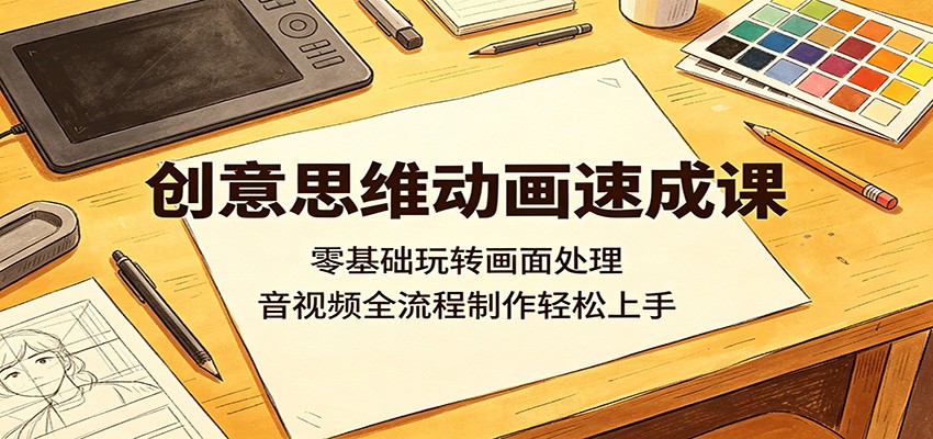 创意思维动画速成课：零基础玩转画面处理，音视频全流程制作轻松上手-泱泱学习社