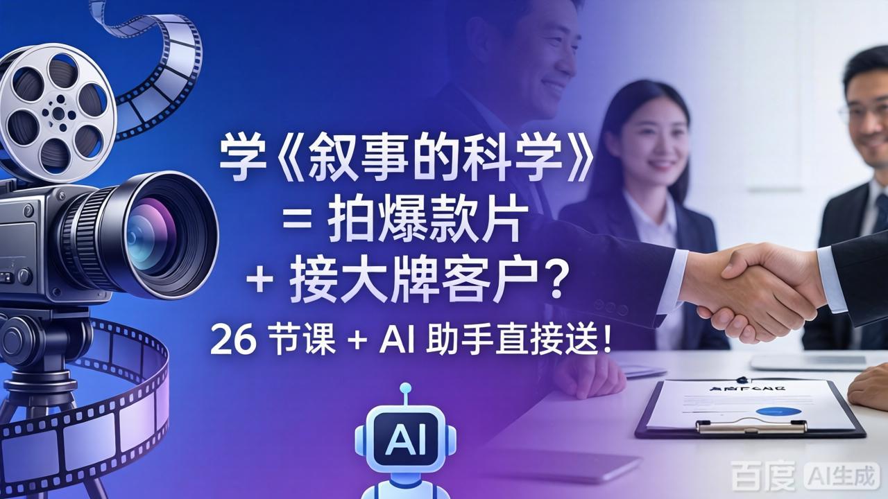 学《叙事的科学》= 拍爆款片 + 接大牌客户？26 节课 + AI 助手直接送！-泱泱学习社