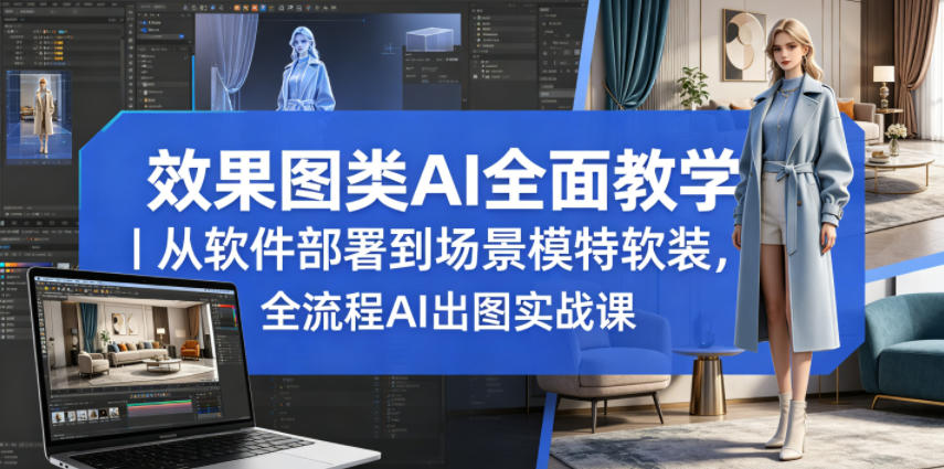 效果图类AI全面教学｜从软件部署到场景模特软装，全流程AI出图实战课-泱泱学习社
