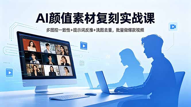 AI颜值素材复刻实战课，多图控一致性+提示词反推+洗图去重，批量做爆款视频-泱泱学习社