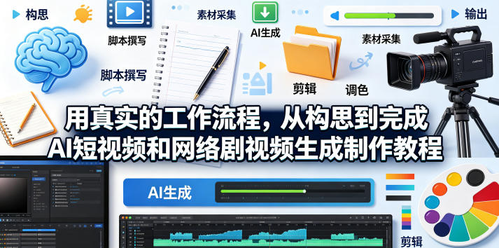 用真实的工作流程，从构思到完成AI短视频和网络剧视频生成制作教程-中英字幕-泱泱学习社