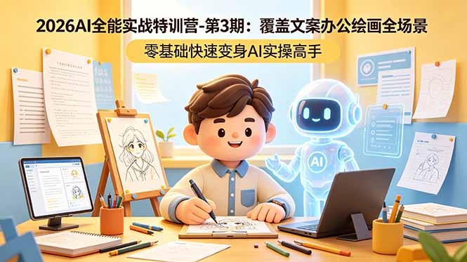 2026AI全能实战特训营-第3期：覆盖文案办公绘画全场景 零基础快速变身AI实操高手-泱泱学习社