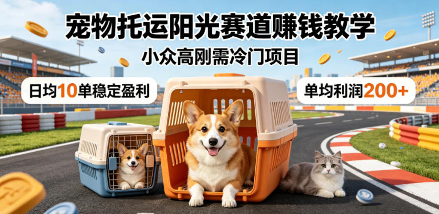 宠物托运阳光赛道賺钱教学,小众高刚需冷门项目,日均10单稳定盈利,单均利润200+-泱泱学习社