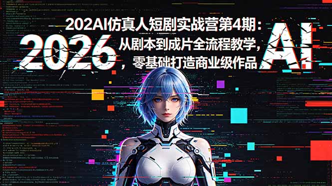 2026AI仿真人短剧实战营第4期：从剧本到成片全流程教学，零基础打造商业级作品-泱泱学习社