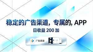 稳定的广告渠道，专属的APP，日收益200+-泱泱学习社