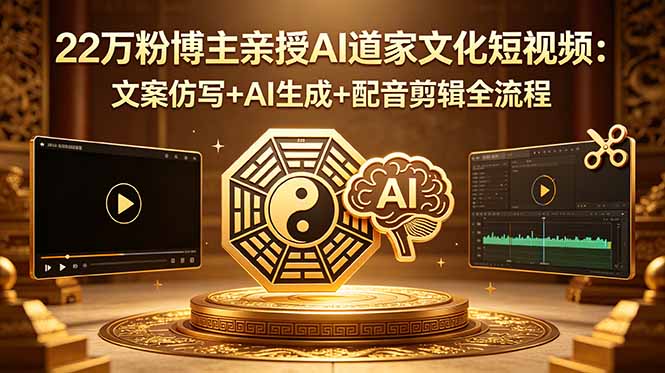 22万粉博主亲授AI道家文化短视频：文案仿写+AI生成+配音剪辑全流程-泱泱学习社