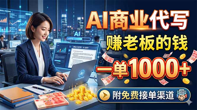 AI商业代写，赚老板的钱，一单1000+，附免费接单渠道-泱泱学习社