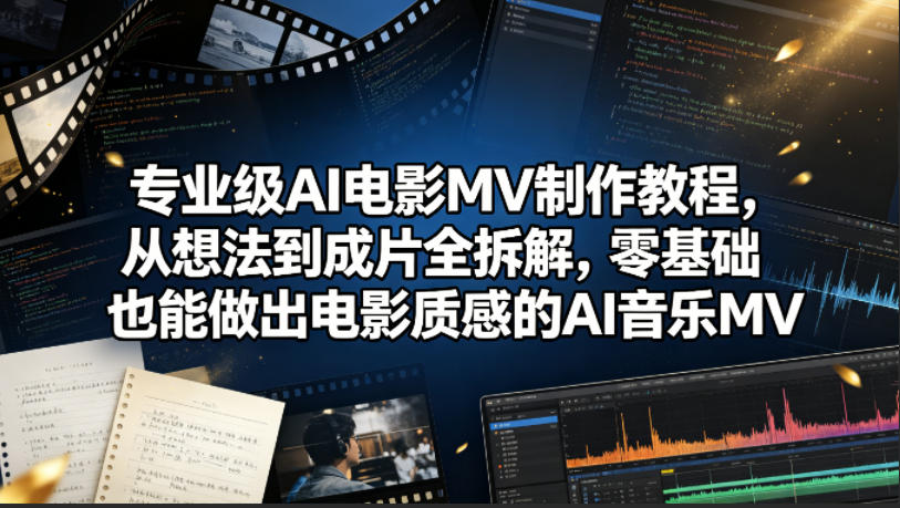 专业级AI电影MV制作教程，从想法到成片全拆解，零基础也能做出电影质感的AI音乐MV-泱泱学习社