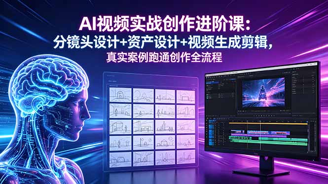 AI视频实战创作进阶课：分镜头设计+资产设计+视频生成剪辑，真实案例跑通创作全流程-泱泱学习社