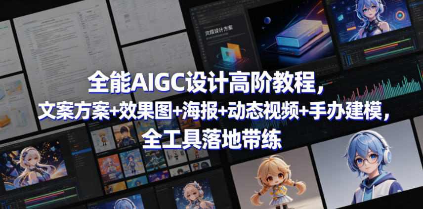 全能AIGC设计高阶教程，文案方案+效果图+海报+动态视频+手办建模，全工具落地带练-泱泱学习社