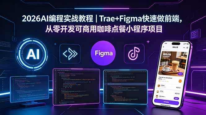 2026AI编程实战教程｜Trae+Figma快速做前端，从零开发可商用咖啡点餐小程序项目-泱泱学习社