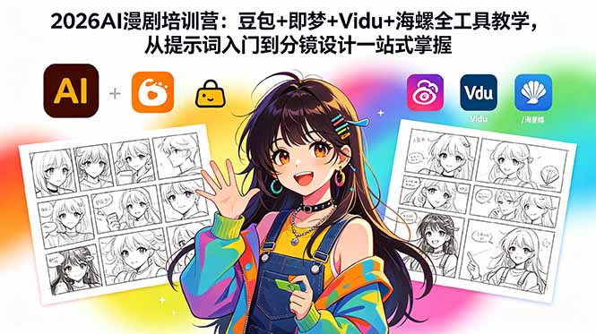 2026AI漫剧培训营：豆包+即梦+Vidu+海螺全工具教学，从提示词入门到分镜设计一站式掌握-泱泱学习社