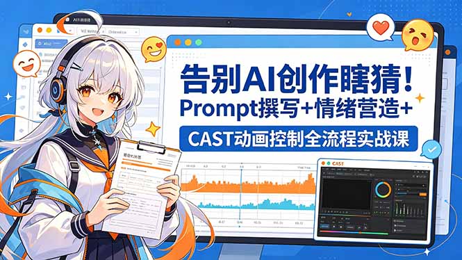 告别AI创作瞎猜！Prompt撰写+情绪营造+CAST动画控制全流程实战课-泱泱学习社