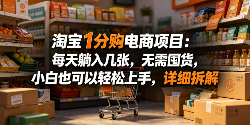 淘宝1分购电商项目:每天躺入几张,无需囤货,小白也可以轻松上手,详细拆解-泱泱学习社