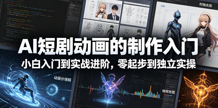 AI短剧动画的制作入门，小白入门到实战进阶，零起步到独立实操-泱泱学习社