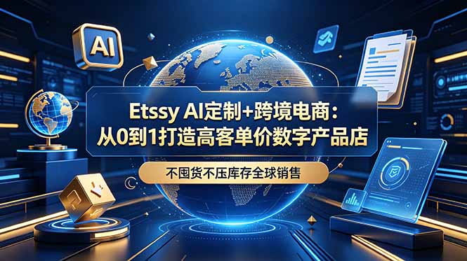 Etsy AI定制+跨境电商：从0到1打造高客单价数字产品店，不囤货不压库存全球销售-泱泱学习社