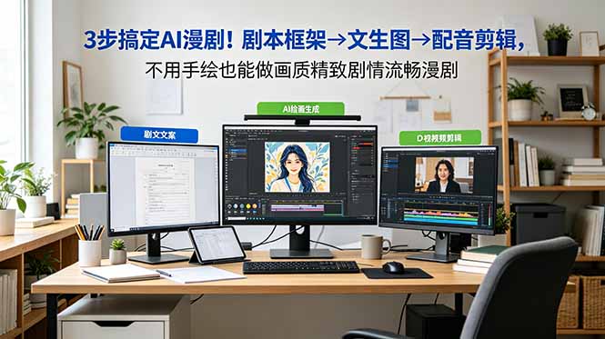 3步搞定AI漫剧!剧本框架→文生图→配音剪辑,不用手绘也能做画质精致剧情流畅漫剧-泱泱学习社