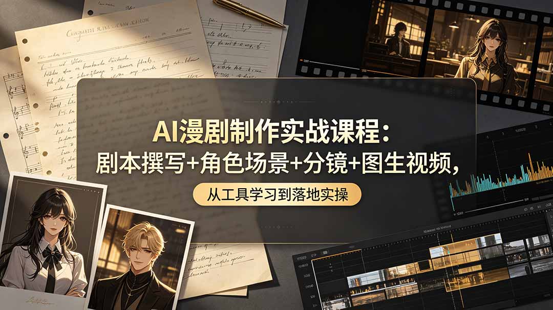 AI漫剧制作实战课程:剧本撰写+角色场景+分镜+图生视频,从工具学习到落地实操-泱泱学习社