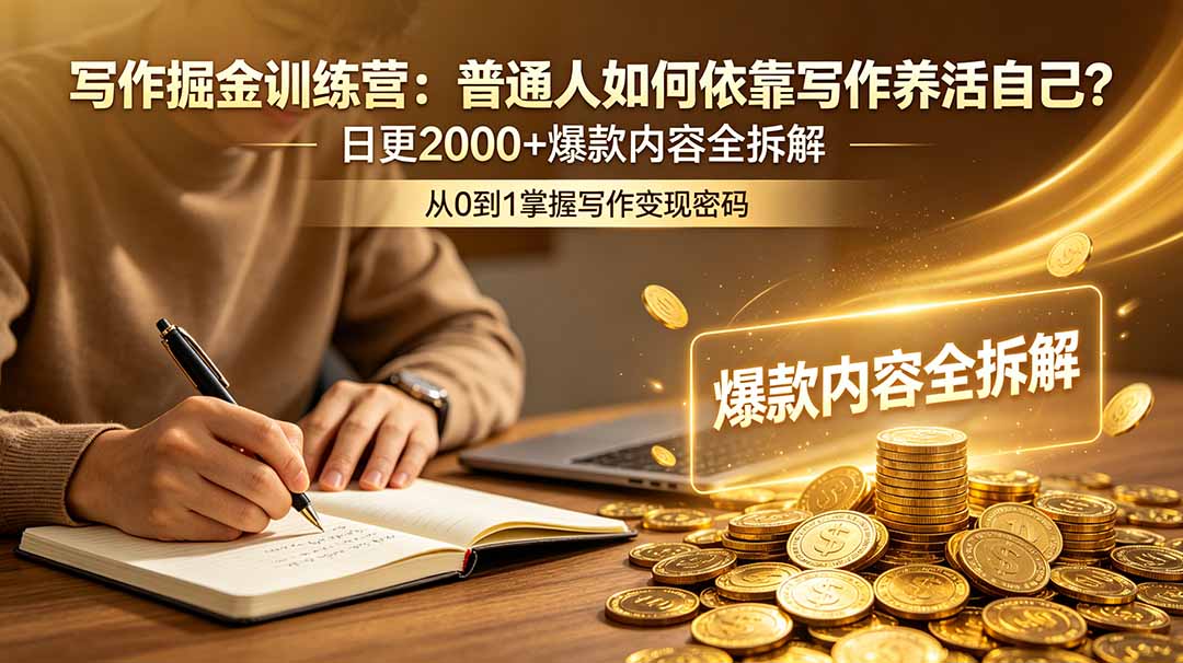 写作掘金训练营：普通人如何依靠写作养活自己？日更2000+爆款内容全拆解-泱泱学习社