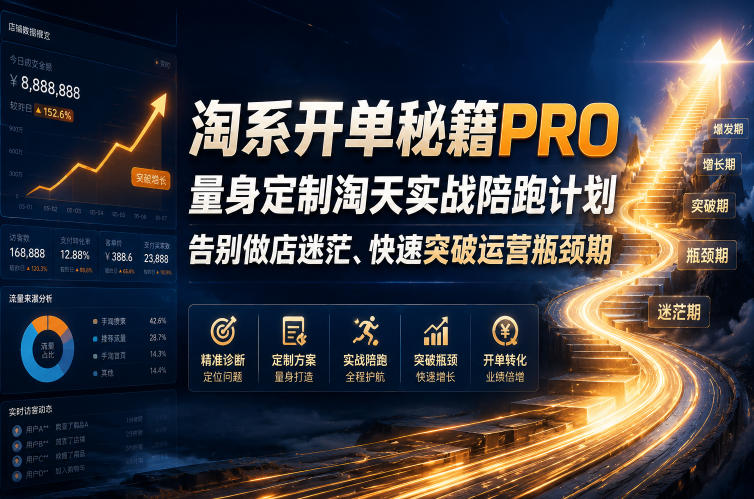 淘系开单秘籍PRO，量身定制淘天实战陪跑计划，告别做店迷茫、快速突破运营瓶颈期(2026年6月22日)-泱泱学习社