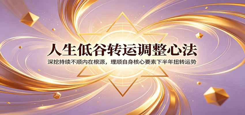 人生低谷转运调整心法：深挖持续不顺内在根源，理顺自身核心要素下半年扭转运势-泱泱学习社